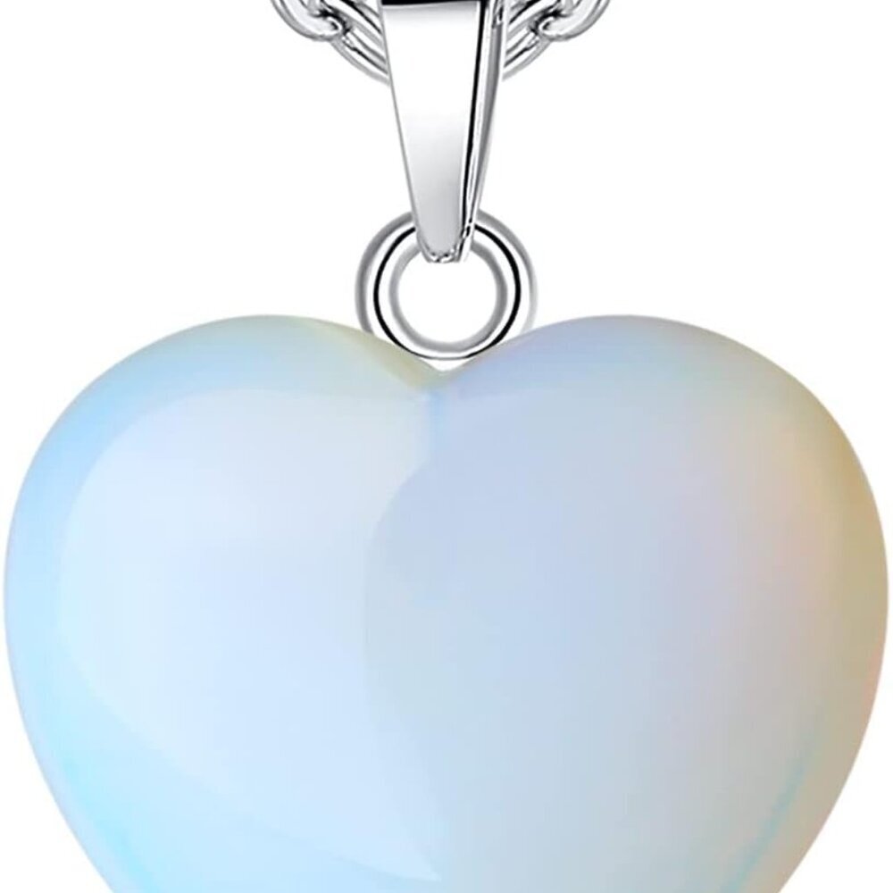 Opalite Necklace Healing Crystals Necklace Heart Love Real Crystal Reiki Energy